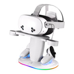 VR Headset Controller Charging Dock VR Display Stand with 2 Rechargeable Batteries Charger Base