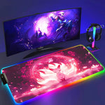 XXL Colorful Fox RGB Mousepad Office Computer Pc Accessory Gamer Keyboard Mouse Pad LED Cool Mouse Mats Rubber Gaming Desk Mat