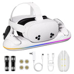 VR Headset Controller Charging Dock VR Display Stand with 2 Rechargeable Batteries Charger Base