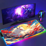 XXL Colorful Fox RGB Mousepad Office Computer Pc Accessory Gamer Keyboard Mouse Pad LED Cool Mouse Mats Rubber Gaming Desk Mat
