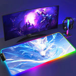 XXL Colorful Fox RGB Mousepad Office Computer Pc Accessory Gamer Keyboard Mouse Pad LED Cool Mouse Mats Rubber Gaming Desk Mat