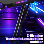 Gaming Table, 120 X 60 Cm Gaming Desk, PC Table Gaming with Carbon Fibre Surface, Gamer Desk with LED Z-Frame, Computer Desk