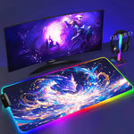 XXL Colorful Fox RGB Mousepad Office Computer Pc Accessory Gamer Keyboard Mouse Pad LED Cool Mouse Mats Rubber Gaming Desk Mat