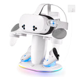 VR Headset Controller Charging Dock VR Display Stand with 2 Rechargeable Batteries Charger Base