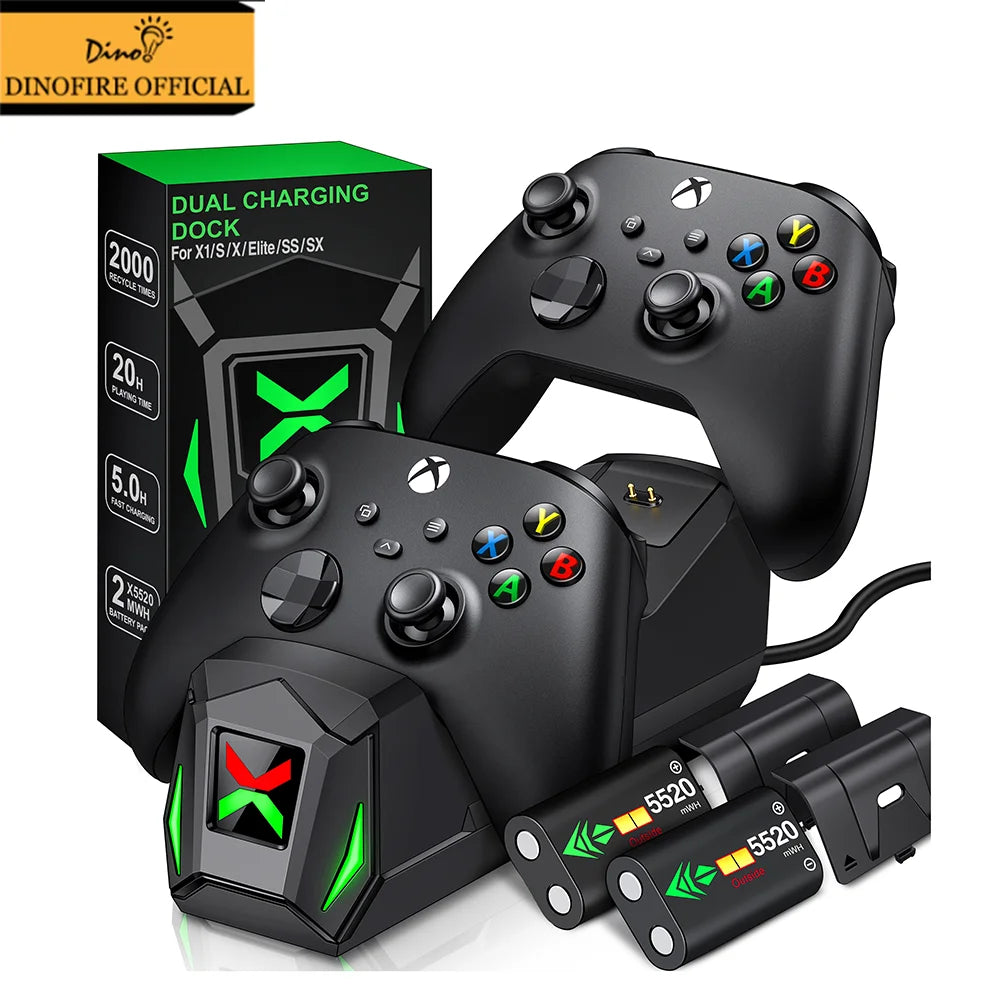 Charging Dock Station for Xbox One/Xbox One X/Xbox One S Controller Charger for Xbox Series X/Xbox Seires S with 2Pcs Batteries
