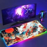 XXL Colorful Fox RGB Mousepad Office Computer Pc Accessory Gamer Keyboard Mouse Pad LED Cool Mouse Mats Rubber Gaming Desk Mat