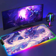 XXL Colorful Fox RGB Mousepad Office Computer Pc Accessory Gamer Keyboard Mouse Pad LED Cool Mouse Mats Rubber Gaming Desk Mat