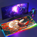 XXL Colorful Fox RGB Mousepad Office Computer Pc Accessory Gamer Keyboard Mouse Pad LED Cool Mouse Mats Rubber Gaming Desk Mat