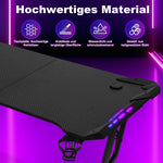 Gaming Table, 120 X 60 Cm Gaming Desk, PC Table Gaming with Carbon Fibre Surface, Gamer Desk with LED Z-Frame, Computer Desk