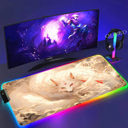 XXL Colorful Fox RGB Mousepad Office Computer Pc Accessory Gamer Keyboard Mouse Pad LED Cool Mouse Mats Rubber Gaming Desk Mat