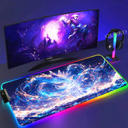XXL Colorful Fox RGB Mousepad Office Computer Pc Accessory Gamer Keyboard Mouse Pad LED Cool Mouse Mats Rubber Gaming Desk Mat