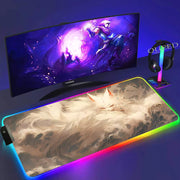 XXL Colorful Fox RGB Mousepad Office Computer Pc Accessory Gamer Keyboard Mouse Pad LED Cool Mouse Mats Rubber Gaming Desk Mat