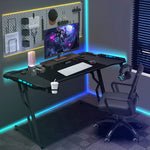 Gaming Table, 120 X 60 Cm Gaming Desk, PC Table Gaming with Carbon Fibre Surface, Gamer Desk with LED Z-Frame, Computer Desk