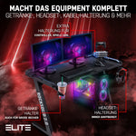 PC Gaming Workstation Large Desktop Gaming Desk with RGB LED Light Computer E-Sports Gaming Table Pc Black Corner Gamer Desk