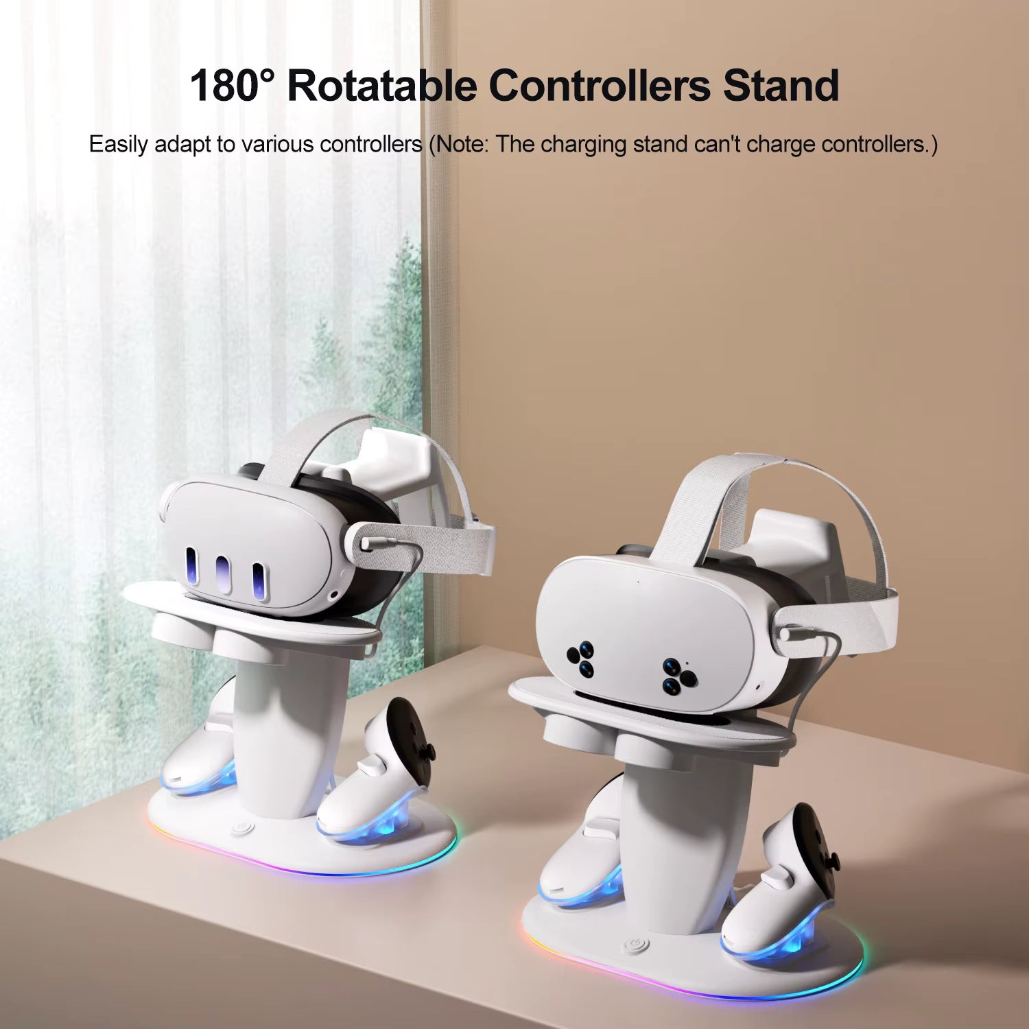 VR Headset Controller Charging Dock  VR Display Stand with 2 Rechargeable Batteries Charger Base