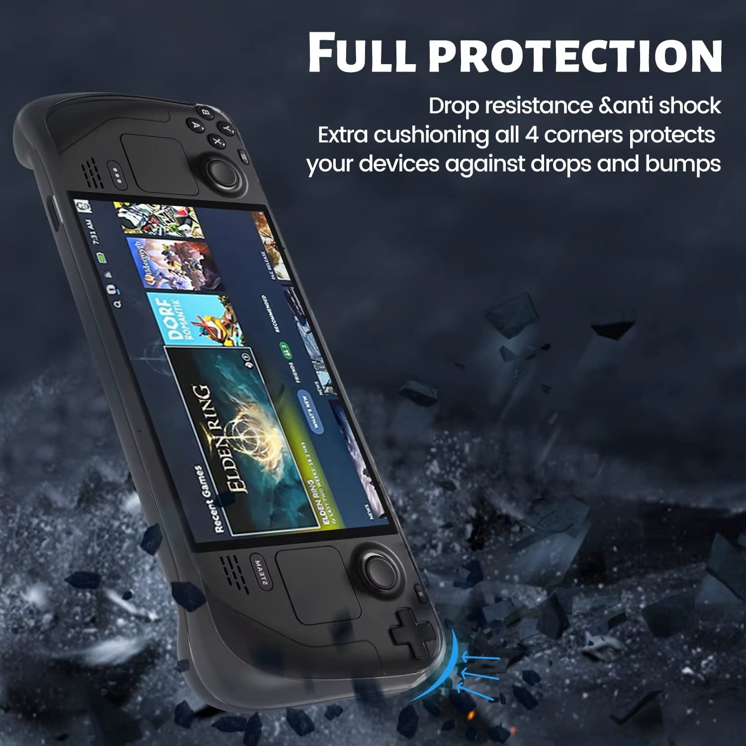 Protective Case for Steam Deck TPU Soft Cover Shell Clear Protector Shock-Absorption Steam Desk Accessories