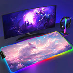XXL Colorful Fox RGB Mousepad Office Computer Pc Accessory Gamer Keyboard Mouse Pad LED Cool Mouse Mats Rubber Gaming Desk Mat