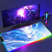 XXL Colorful Fox RGB Mousepad Office Computer Pc Accessory Gamer Keyboard Mouse Pad LED Cool Mouse Mats Rubber Gaming Desk Mat