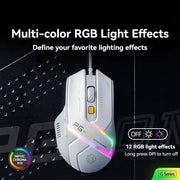 Inphic Pg1 Wired Mouse Gaming Mouse RGB Light Emitting Macro Programming 12800DPI 6 Keys Computer Mouse for Office Home