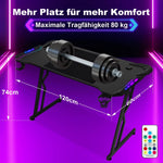 Gaming Table, 120 X 60 Cm Gaming Desk, PC Table Gaming with Carbon Fibre Surface, Gamer Desk with LED Z-Frame, Computer Desk