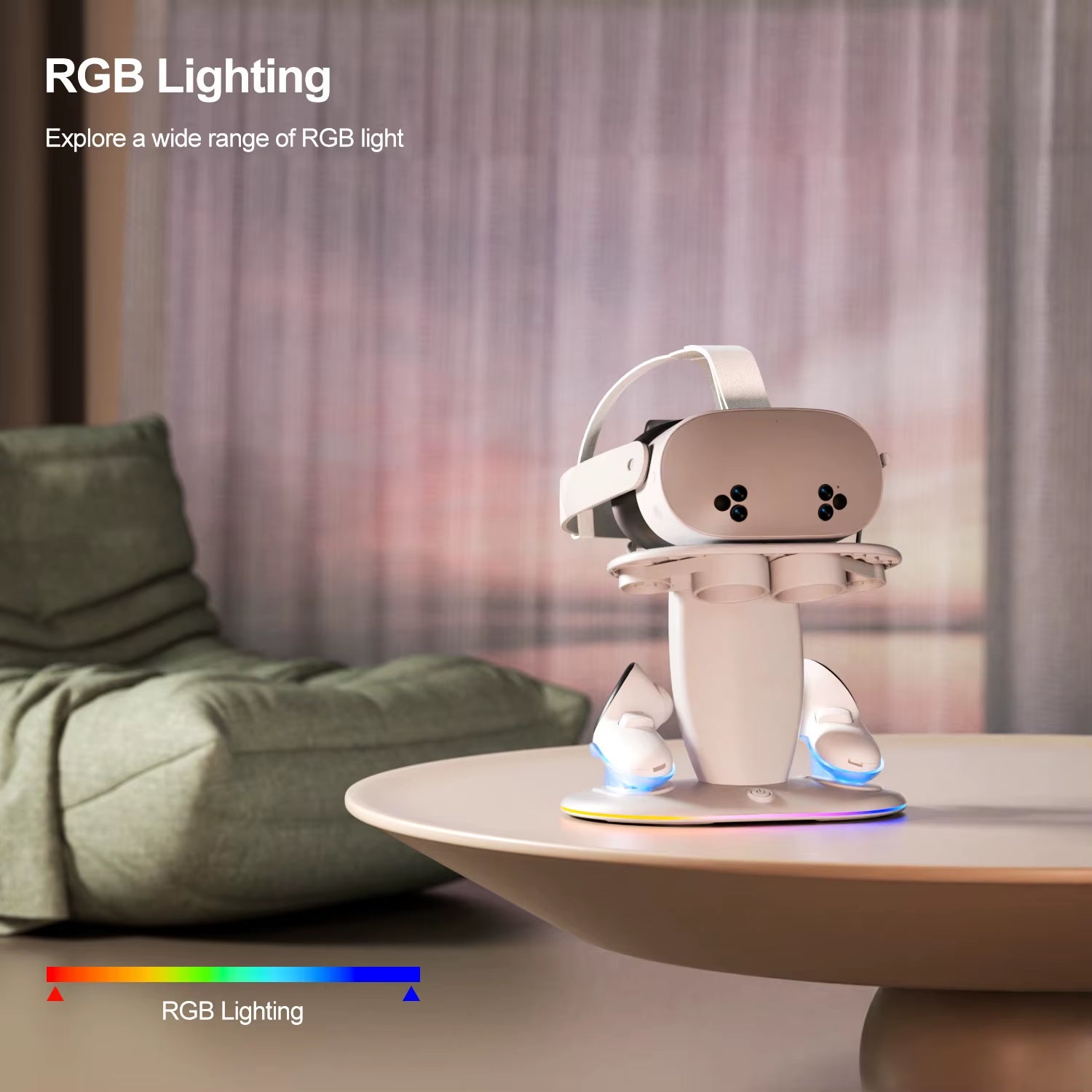 VR Headset Controller Charging Dock  VR Display Stand with 2 Rechargeable Batteries Charger Base