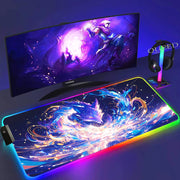 XXL Colorful Fox RGB Mousepad Office Computer Pc Accessory Gamer Keyboard Mouse Pad LED Cool Mouse Mats Rubber Gaming Desk Mat