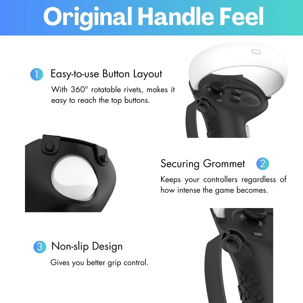 HUNDAI Controller Grip for Oculus  Accessories Grips Cover for VR Touch Protector with Non-Slip Joystick Covers