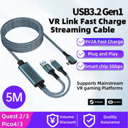 USB3.2 Gen1 VR Link Streaming Data Cable for Meta Quest 2 3 3S/PICO Neo 3/PICO 4 Quick Charge 9V 2A Cable 5Gbps USB-C Data Cord