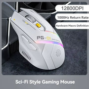 Inphic Pg1 Wired Mouse Gaming Mouse RGB Light Emitting Macro Programming 12800DPI 6 Keys Computer Mouse for Office Home