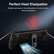 Steam Deck/Steam Deck OLED Full Fit Protective Case W/Folding Stand Base Shockproof Anti-Scratch Non-Slip Silicone Soft Cover
