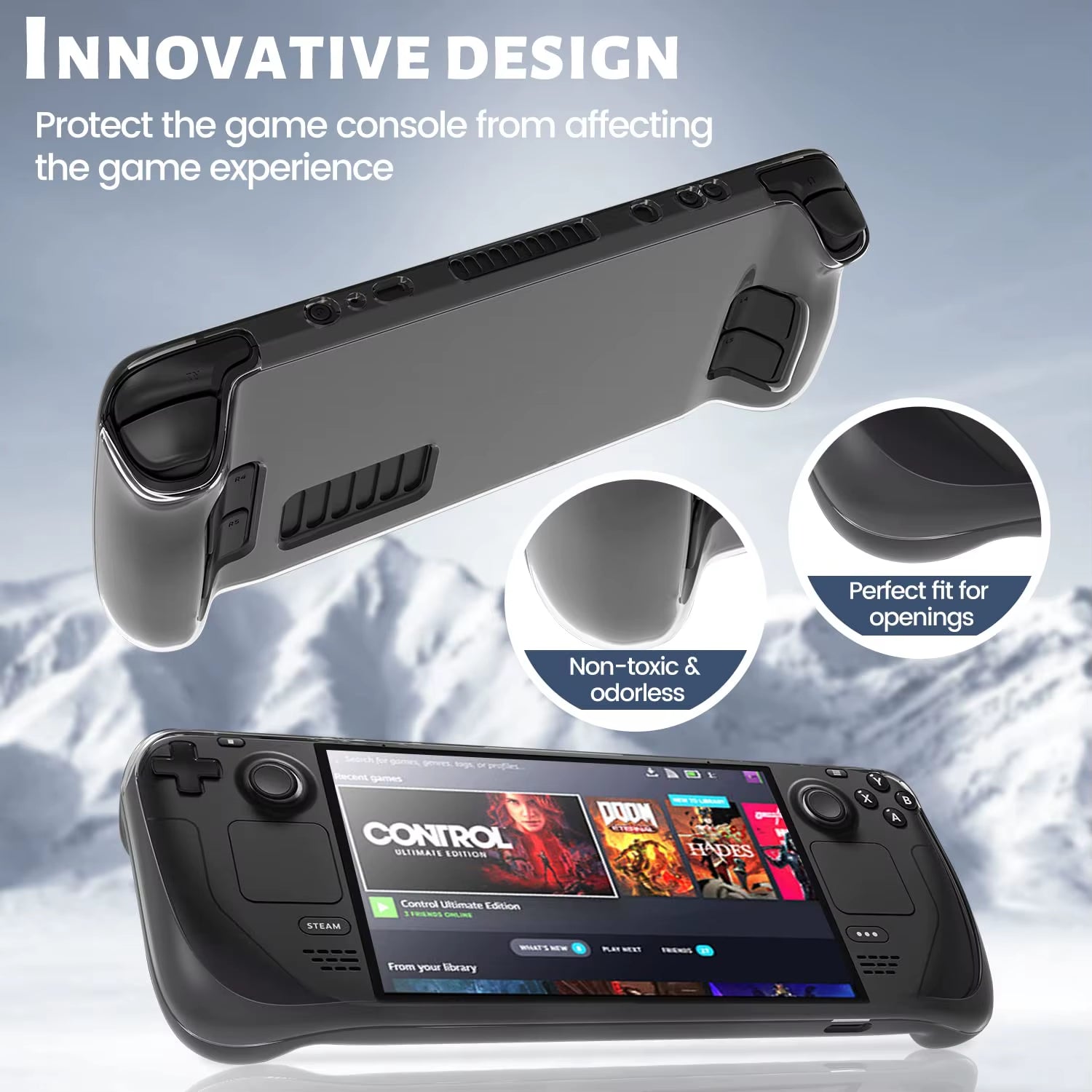 Protective Case for Steam Deck TPU Soft Cover Shell Clear Protector Shock-Absorption Steam Desk Accessories