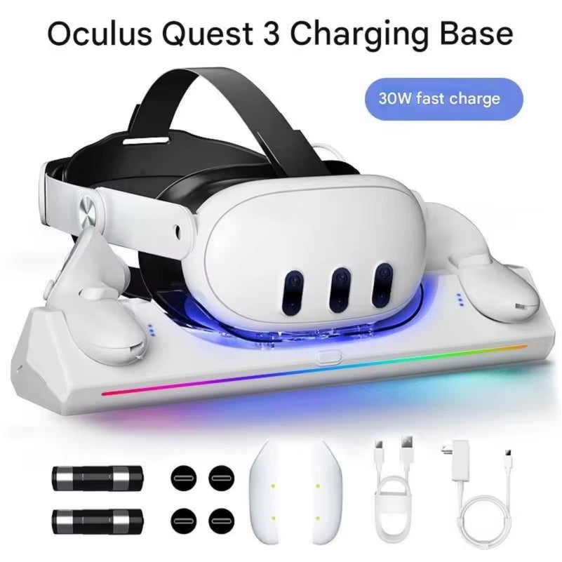 VR Headset Controller Charging Dock  VR Display Stand with 2 Rechargeable Batteries Charger Base